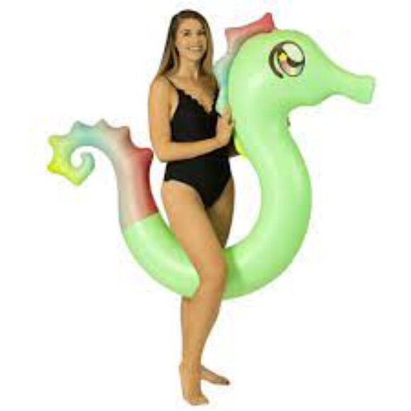 PoolCandy Seahorse Ride-On Inflatable Green Super Noodle NWT - Picture 9 of 11
